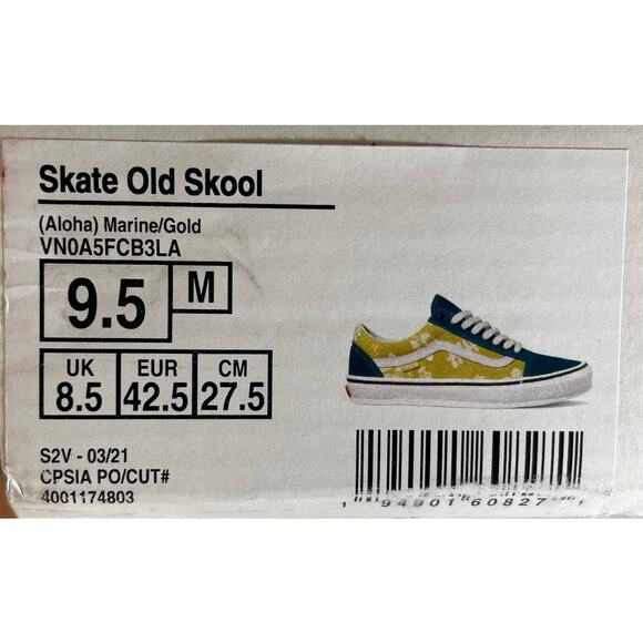 NWT VANS Skate Old Skool Sneaker Aloha Marine Gold Size Men's 9.5 VN0A5FCB3LA - Picture 7 of 7